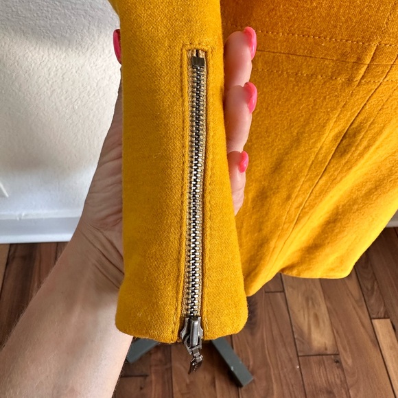 Claudia Strater Mustard Yellow Zip Sleeve Wool Blend Sheath Dress Sz: 34 EUR - Picture 3 of 10